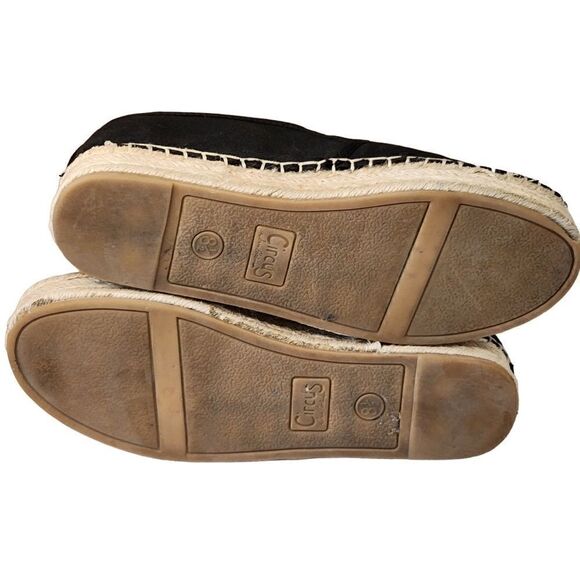 Circus Sam Edelman-Camdyn Black Canvas Rope Platform Espadrille Flats Black, 8.5 - Picture 9 of 11